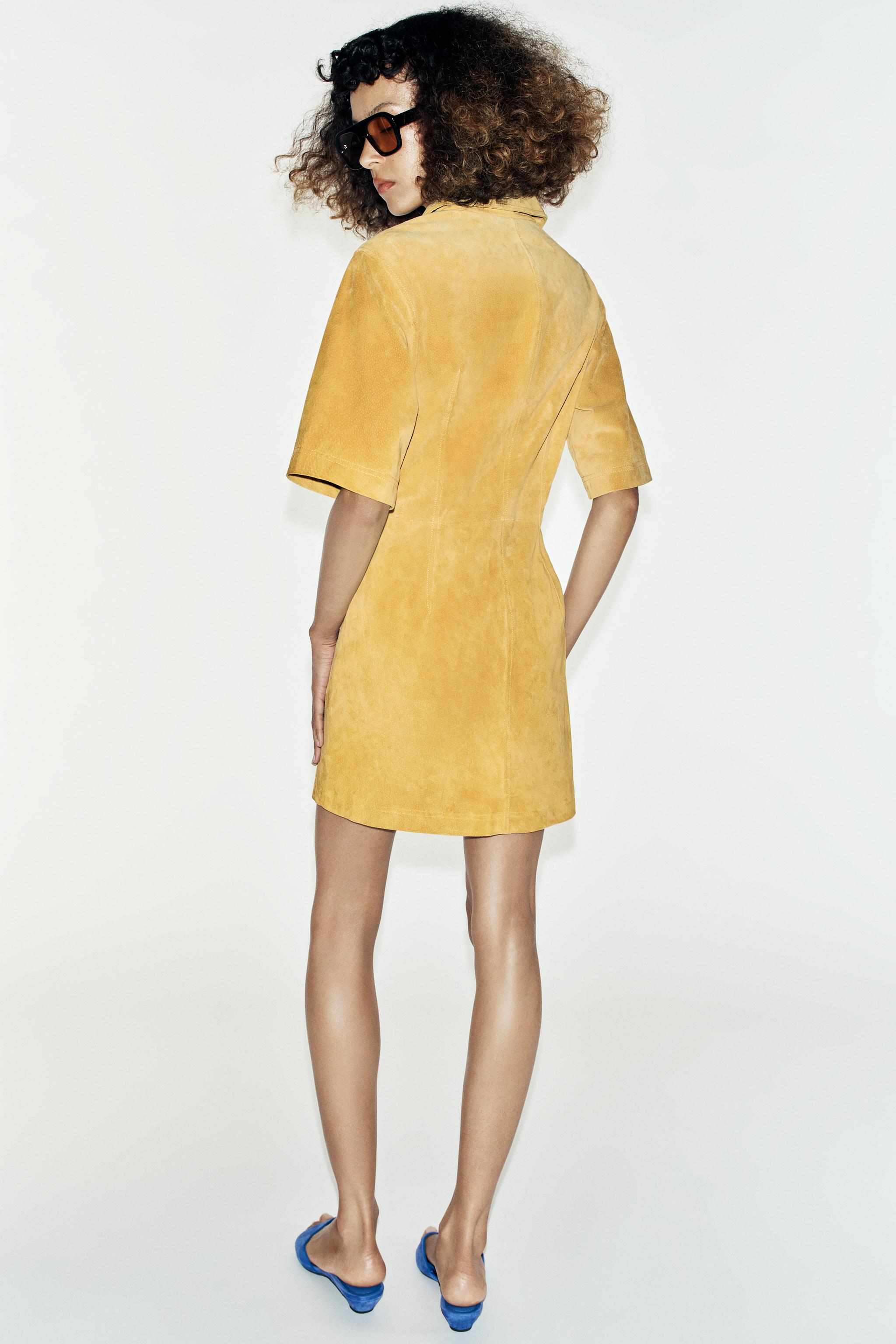 ROBE COURTE 100 % CUIR À FERMETURE ÉCLAIR